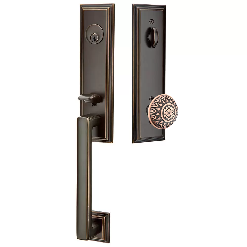 Emtek Wilshire Tubular Entryset Monolithic with Lancaster Knob