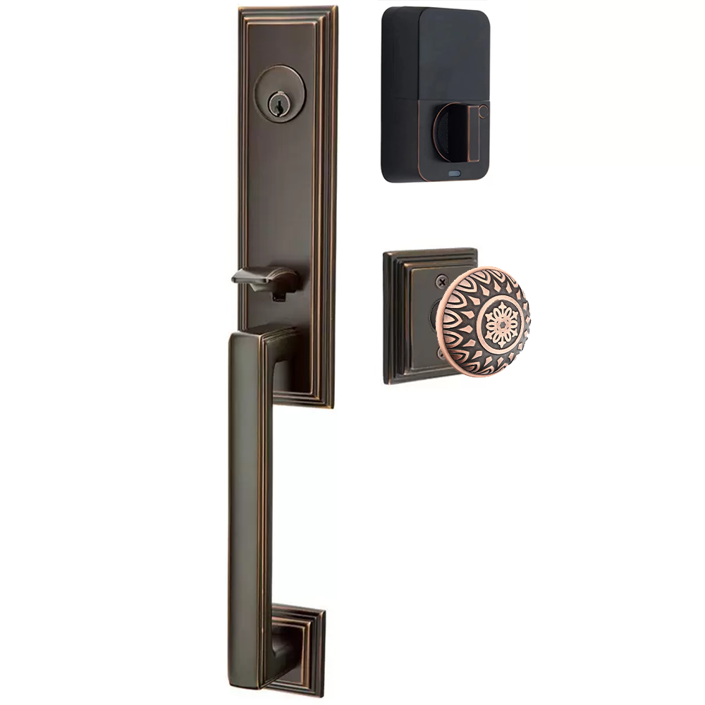 Emtek Wilshire Tubular Entryset Monolithic with Lancaster Knob