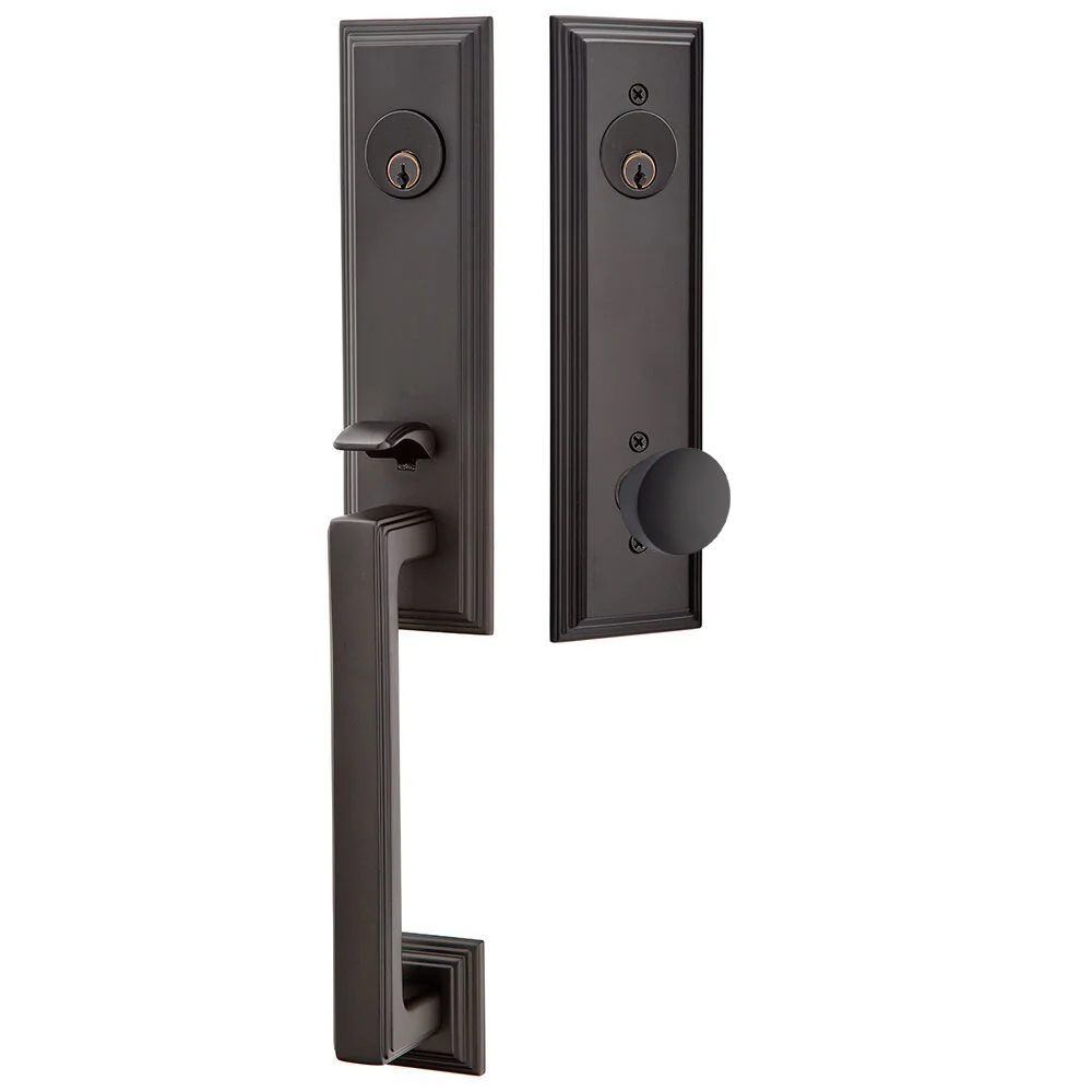 Emtek Wilshire Tubular Entryset Monolithic with Laurent Knob