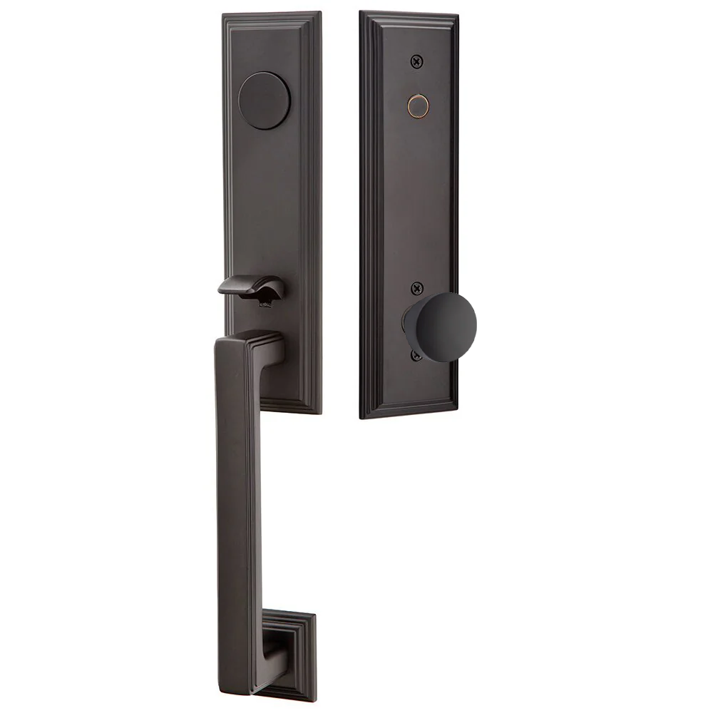 Emtek Wilshire Tubular Entryset Monolithic with Laurent Knob