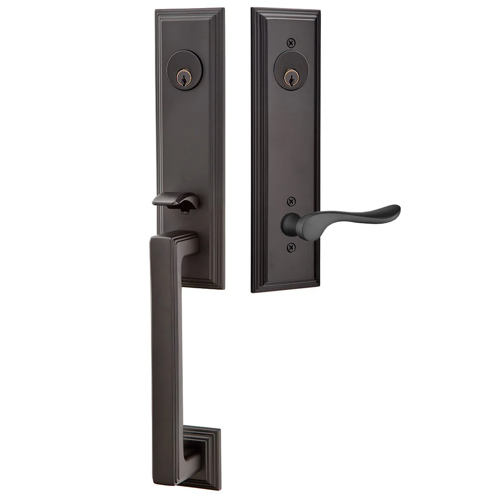 Emtek Wilshire Tubular Entryset Monolithic with Luzern Lever