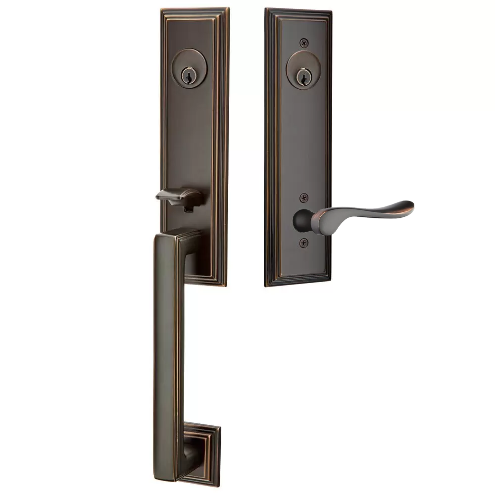 Emtek Wilshire Tubular Entryset Monolithic with Luzern Lever