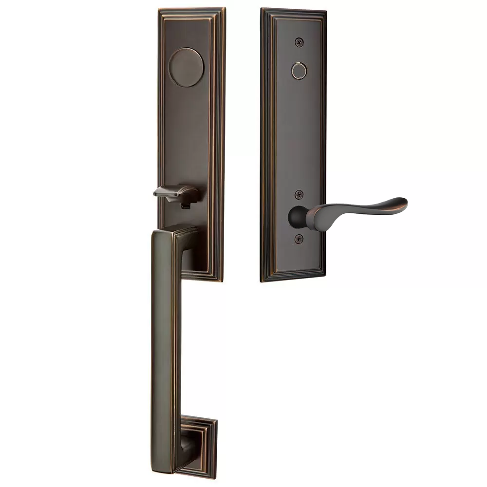 Emtek Wilshire Tubular Entryset Monolithic with Luzern Lever