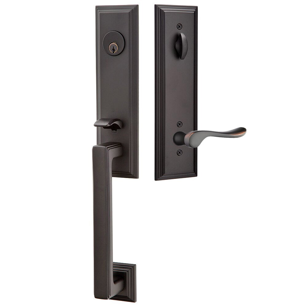 Emtek Wilshire Tubular Entryset Monolithic with Luzern Lever