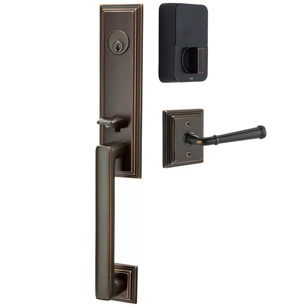 Emtek Wilshire Tubular Entryset Monolithic with Merrimack Lever