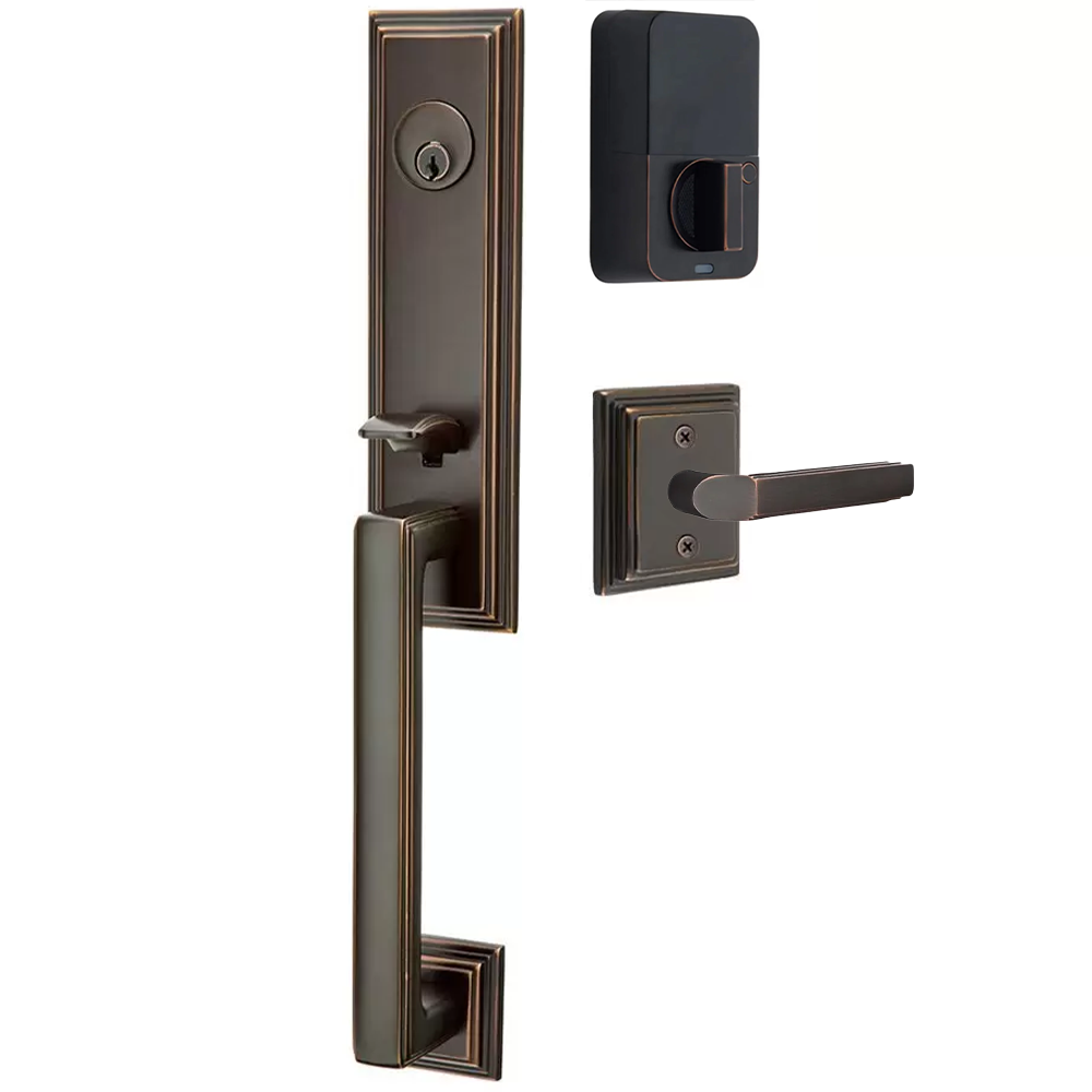 Emtek Wilshire Tubular Entryset Monolithic with Milano Lever