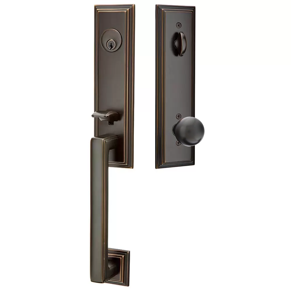 Emtek Wilshire Tubular Entryset Monolithic with Orb Knob