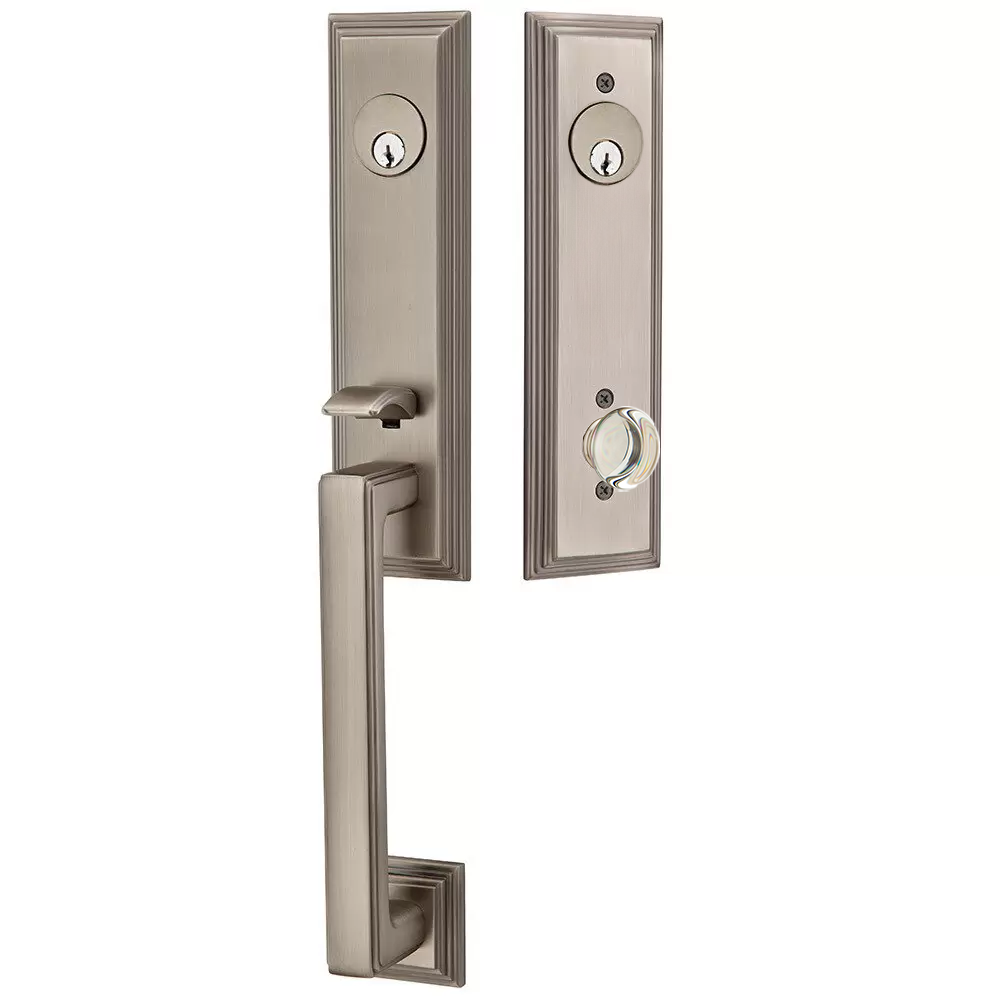 Emtek Wilshire Tubular Entryset Monolithic with Providence Glass Knob