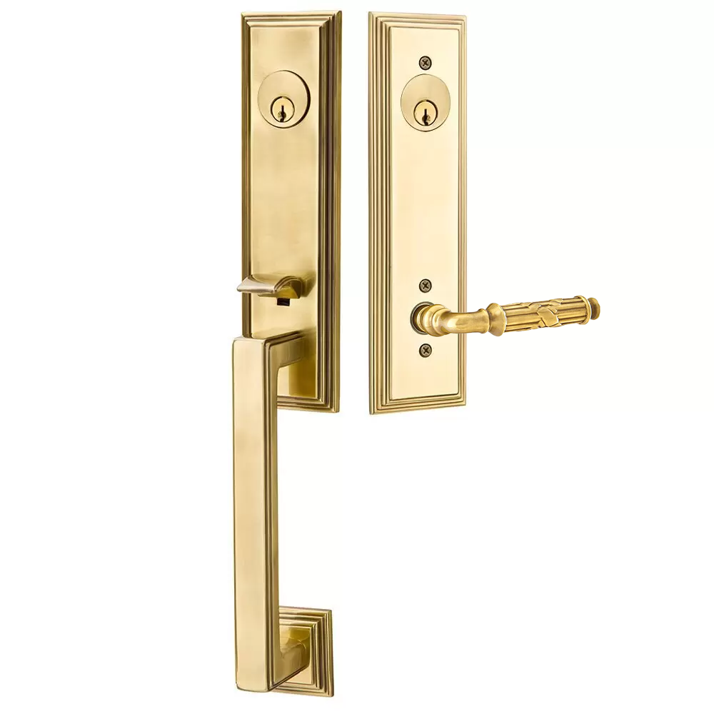 Emtek Wilshire Tubular Entryset Monolithic with Ribbon & Reed Lever