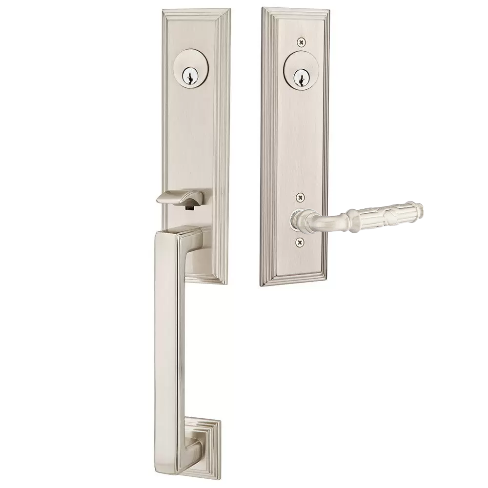 Emtek Wilshire Tubular Entryset Monolithic with Ribbon & Reed Lever