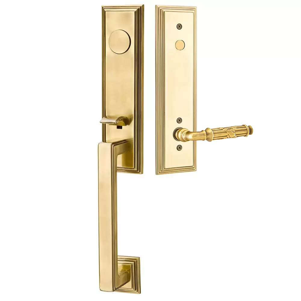 Emtek Wilshire Tubular Entryset Monolithic with Ribbon & Reed Lever