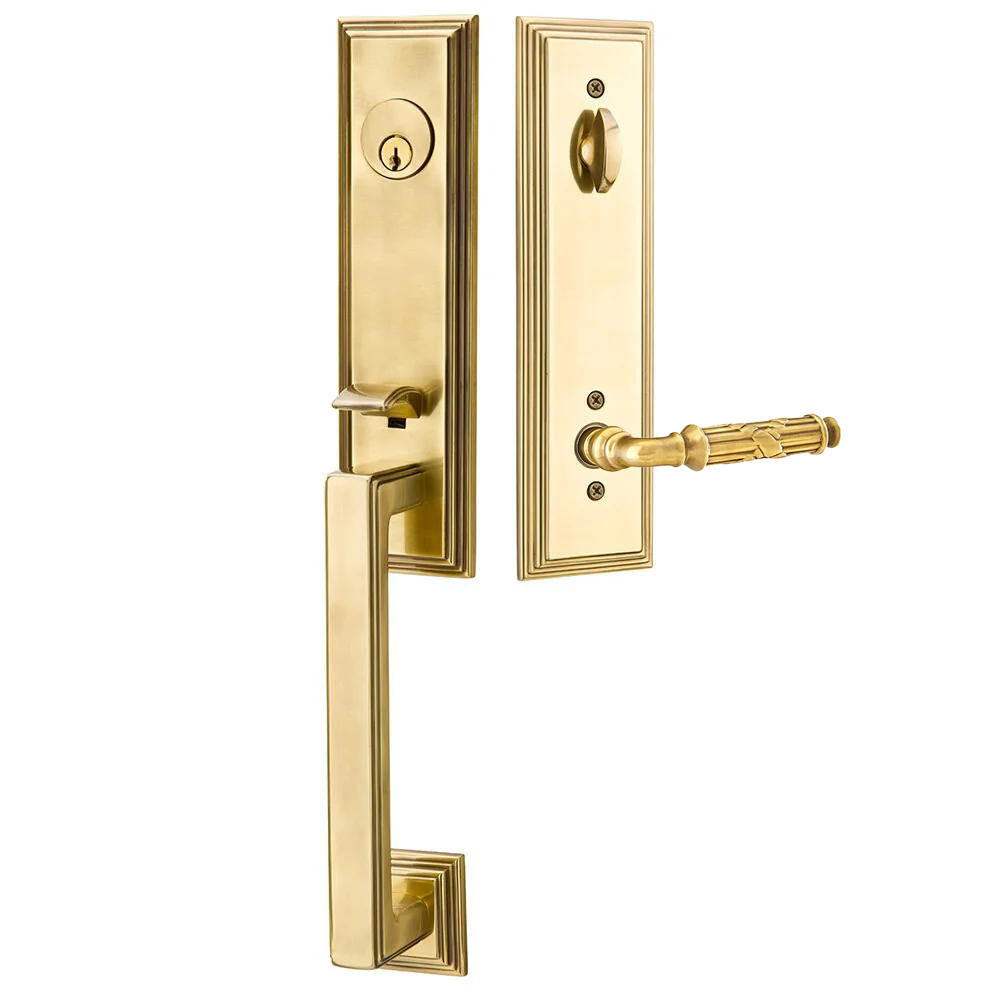 Emtek Wilshire Tubular Entryset Monolithic with Ribbon & Reed Lever