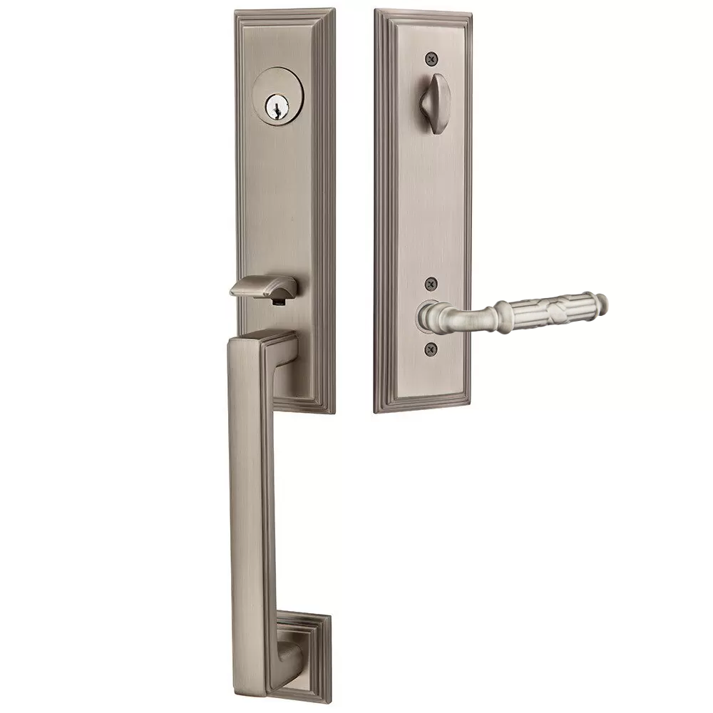 Emtek Wilshire Tubular Entryset Monolithic with Ribbon & Reed Lever