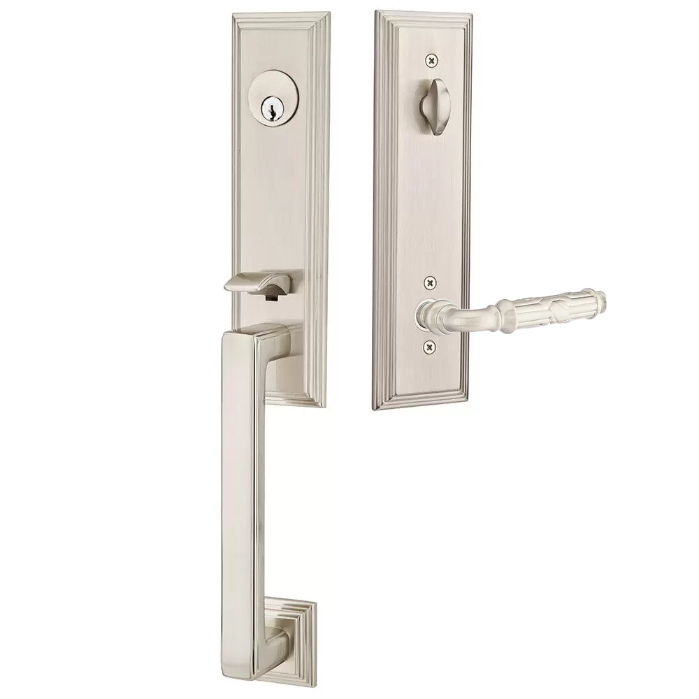 Emtek Wilshire Tubular Entryset Monolithic with Ribbon & Reed Lever