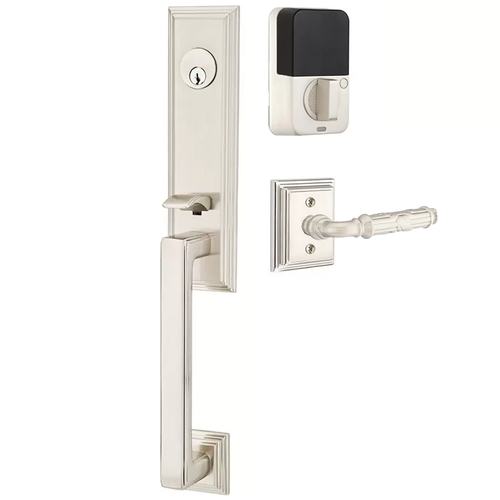 Emtek Wilshire Tubular Entryset Monolithic with Ribbon & Reed Lever