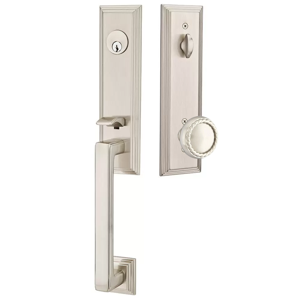 Emtek Wilshire Tubular Entryset Monolithic with Rope Knob