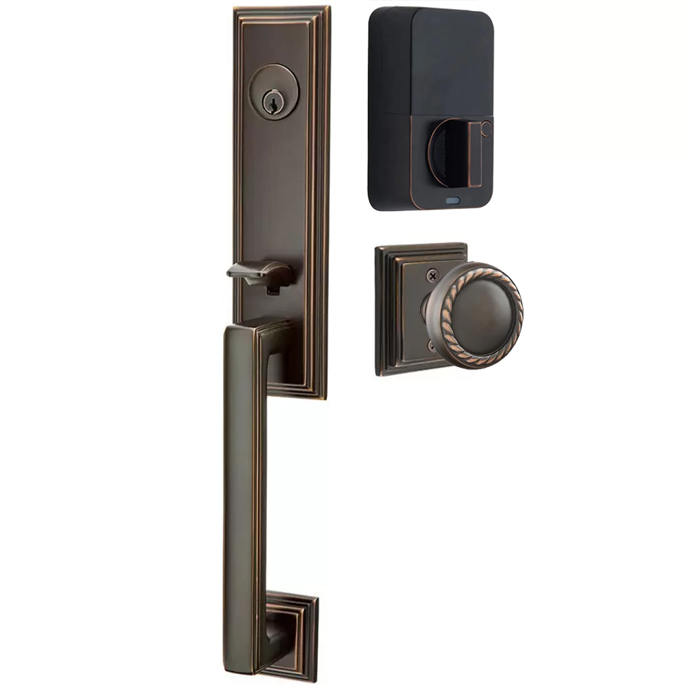 Emtek Wilshire Tubular Entryset Monolithic with Rope Knob