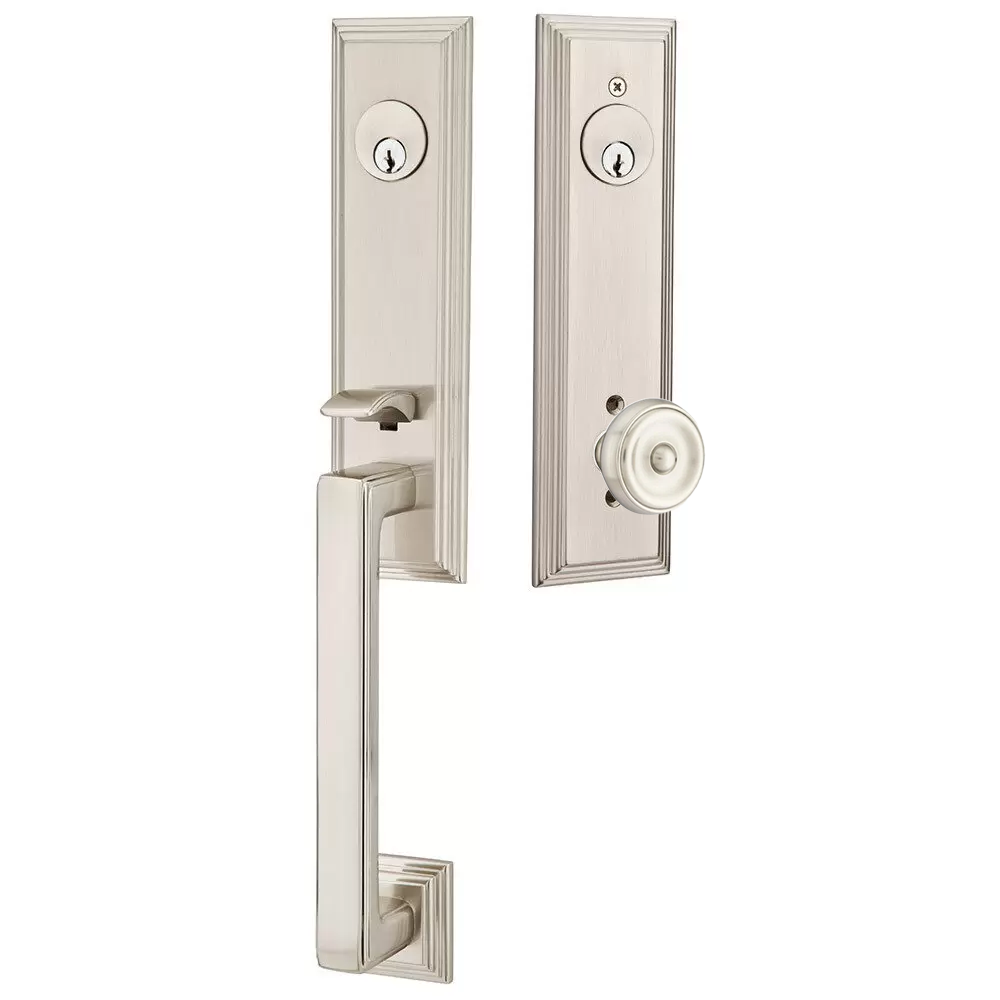 Emtek Wilshire Tubular Entryset Monolithic with Waverly Knob