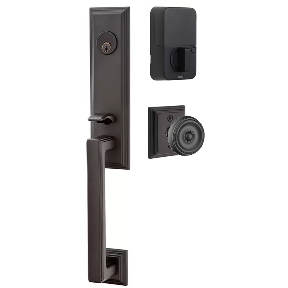 Emtek Wilshire Tubular Entryset Monolithic with Waverly Knob