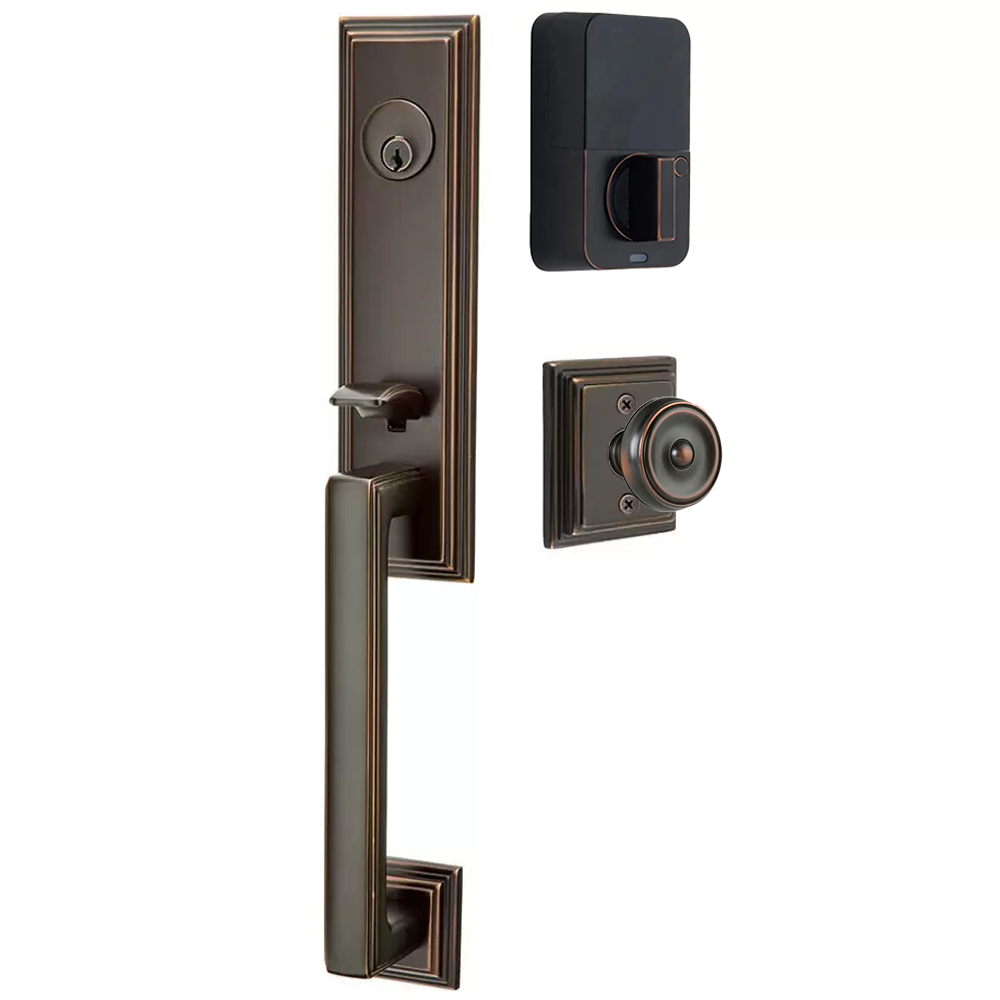 Emtek Wilshire Tubular Entryset Monolithic with Waverly Knob