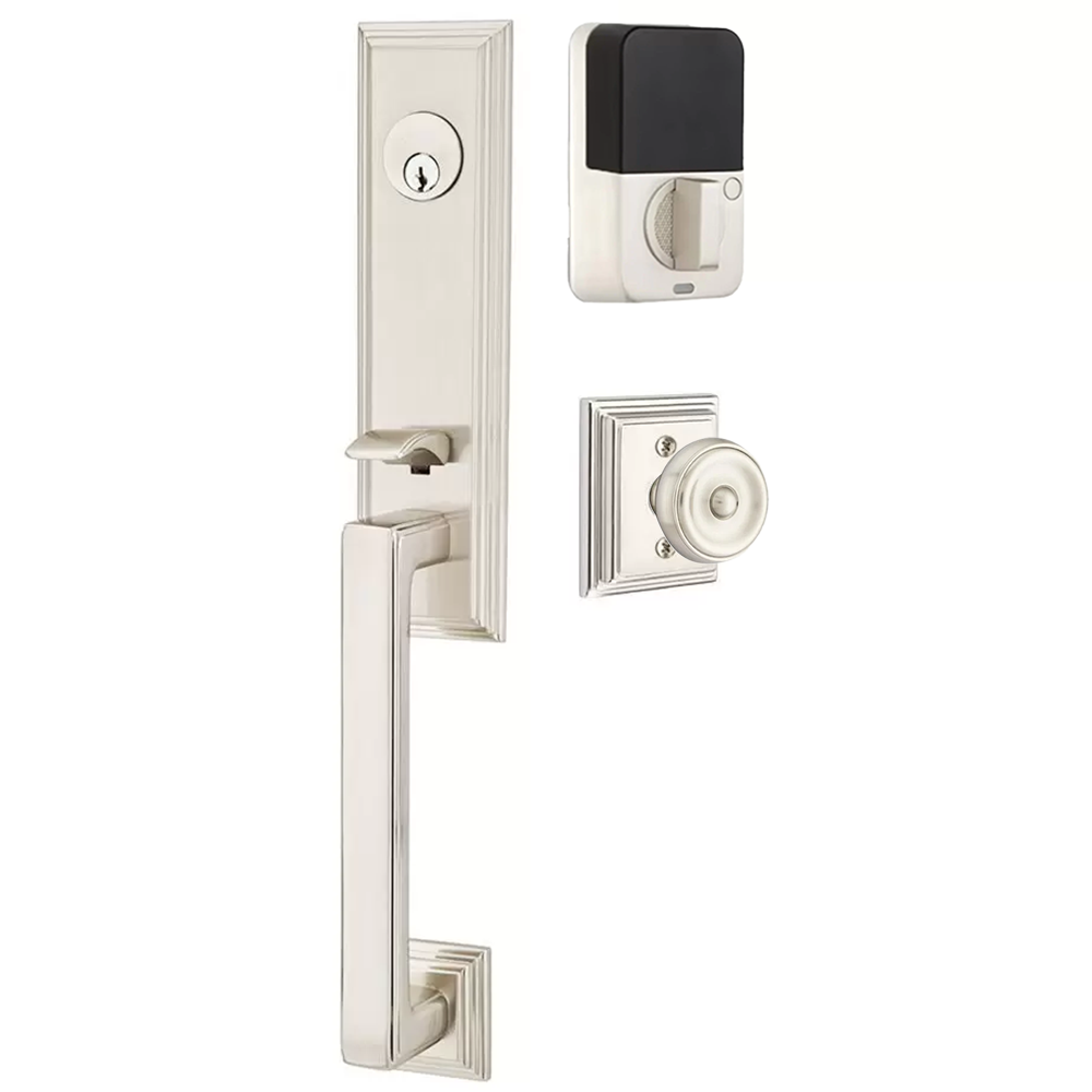 Emtek Wilshire Tubular Entryset Monolithic with Waverly Knob