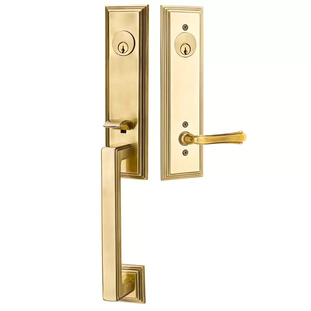 Emtek Wilshire Tubular Entryset Monolithic with Wembley Lever