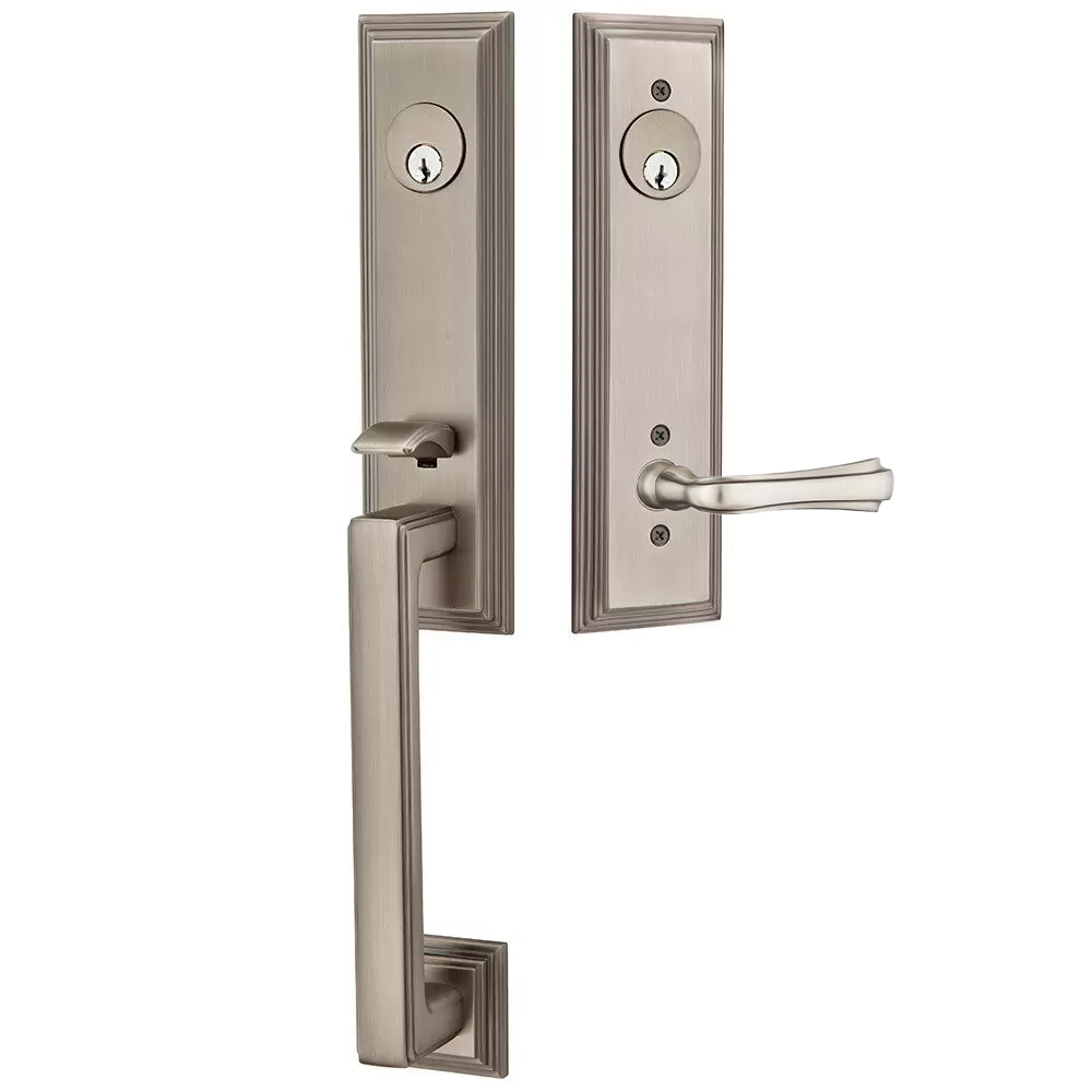 Emtek Wilshire Tubular Entryset Monolithic with Wembley Lever