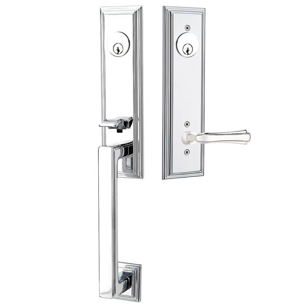 Emtek Wilshire Tubular Entryset Monolithic with Wembley Lever