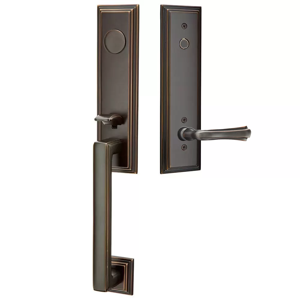 Emtek Wilshire Tubular Entryset Monolithic with Wembley Lever