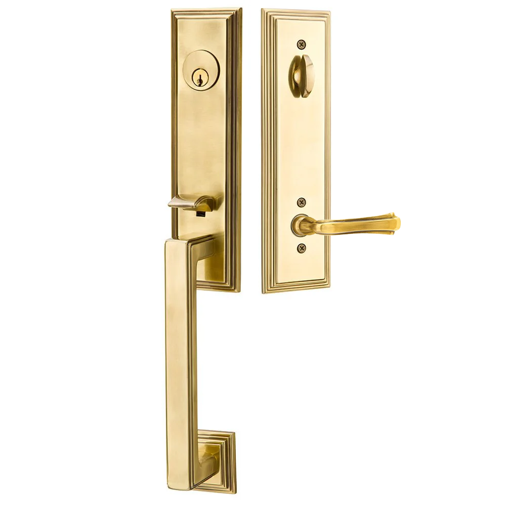 Emtek Wilshire Tubular Entryset Monolithic with Wembley Lever