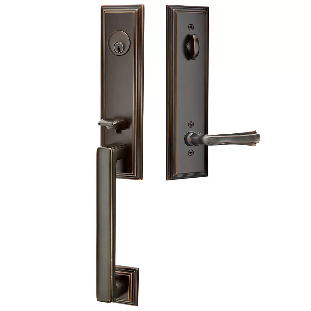 Emtek Wilshire Tubular Entryset Monolithic with Wembley Lever