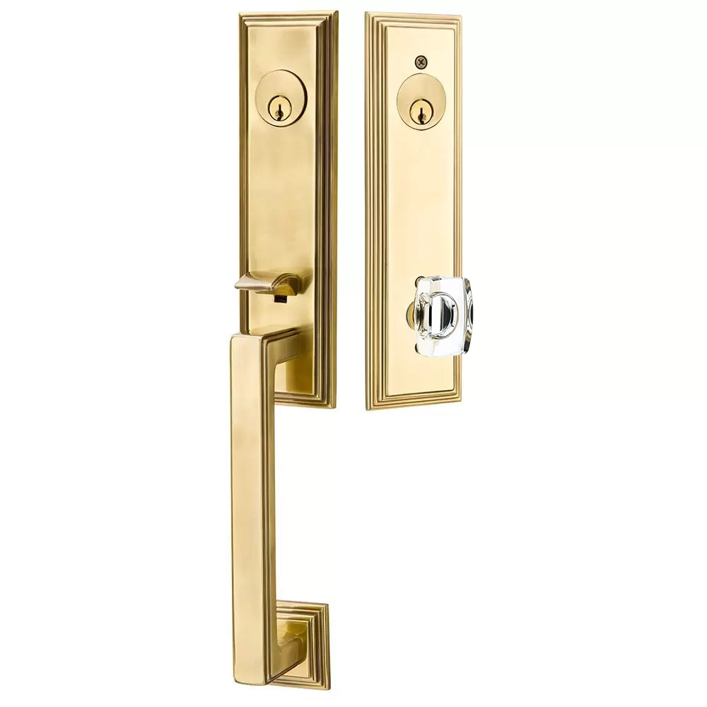 Emtek Wilshire Tubular Entryset Monolithic with Windsor Glass Knob