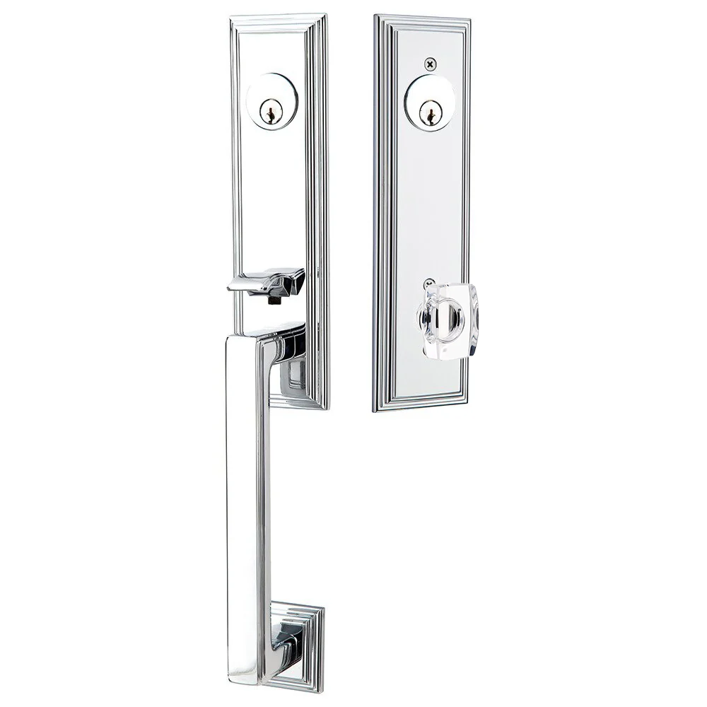 Emtek Wilshire Tubular Entryset Monolithic with Windsor Glass Knob