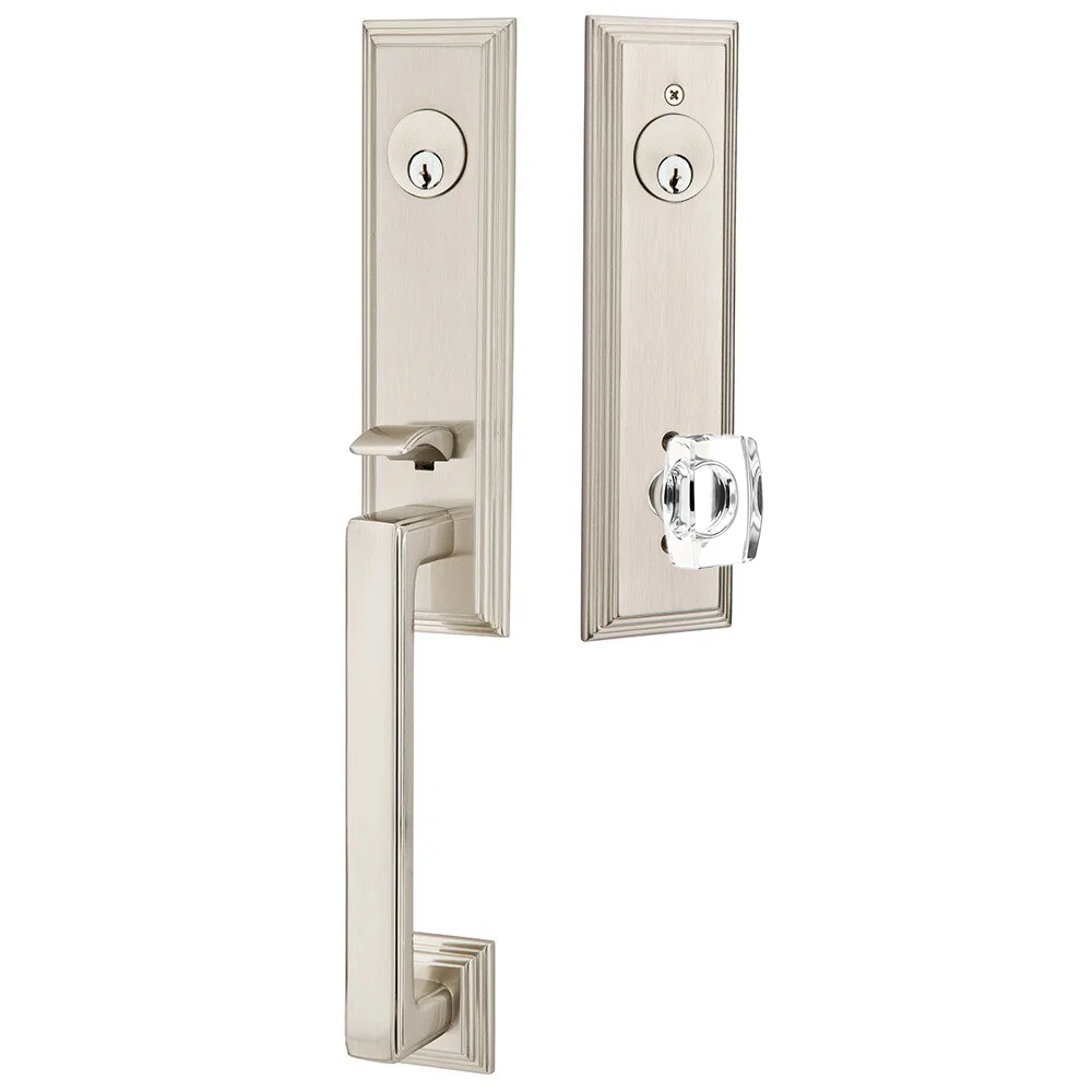 Emtek Wilshire Tubular Entryset Monolithic with Windsor Glass Knob