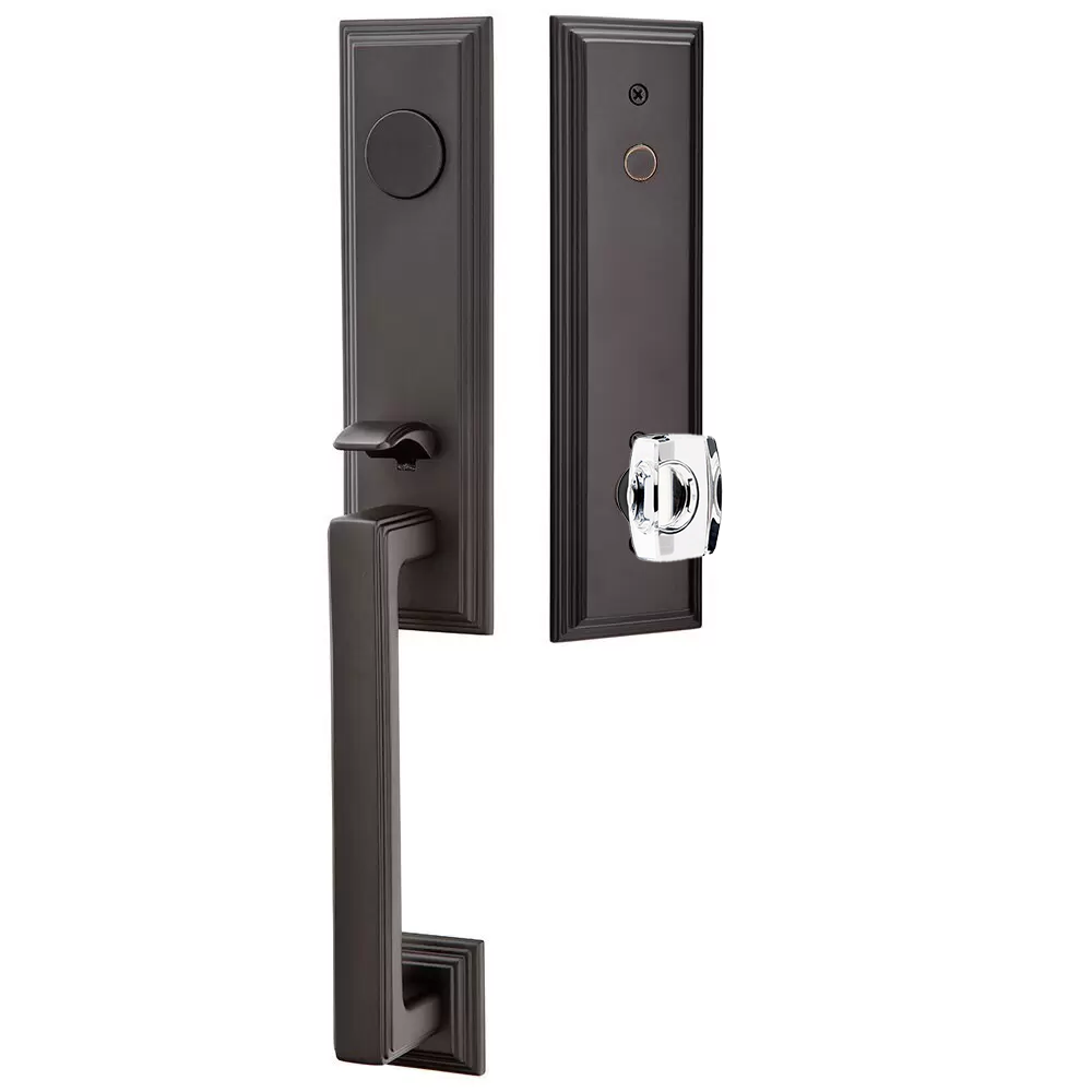 Emtek Wilshire Tubular Entryset Monolithic with Windsor Glass Knob