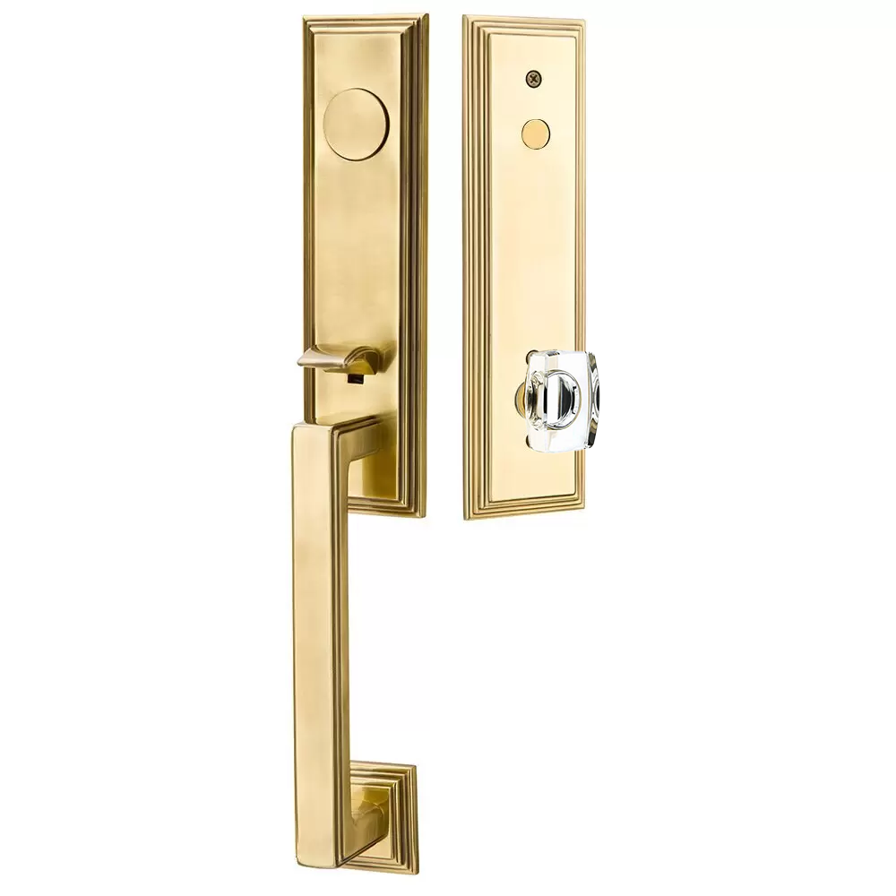 Emtek Wilshire Tubular Entryset Monolithic with Windsor Glass Knob