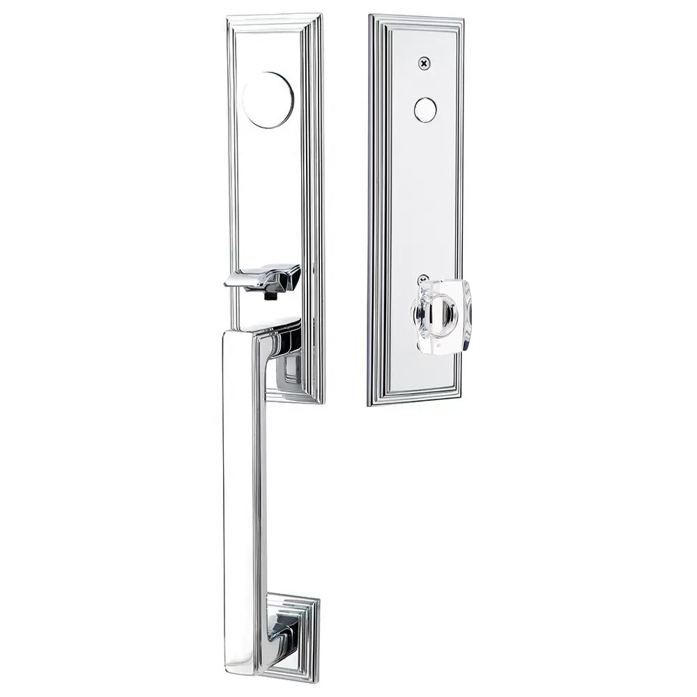 Emtek Wilshire Tubular Entryset Monolithic with Windsor Glass Knob