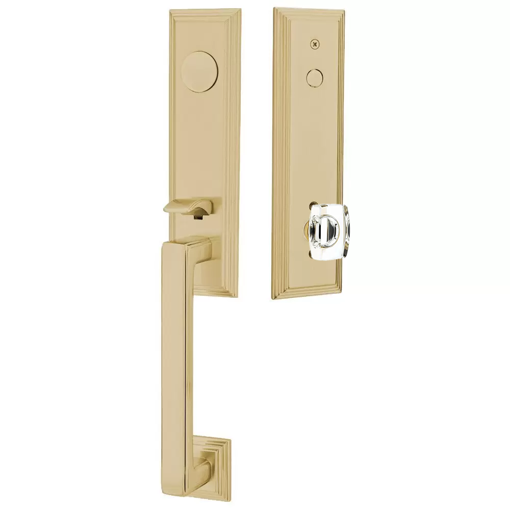 Emtek Wilshire Tubular Entryset Monolithic with Windsor Glass Knob