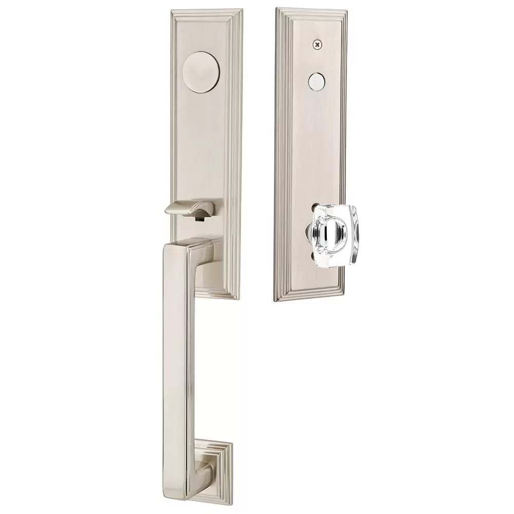 Emtek Wilshire Tubular Entryset Monolithic with Windsor Glass Knob