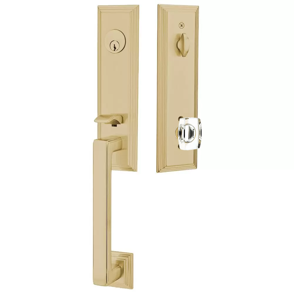 Emtek Wilshire Tubular Entryset Monolithic with Windsor Glass Knob