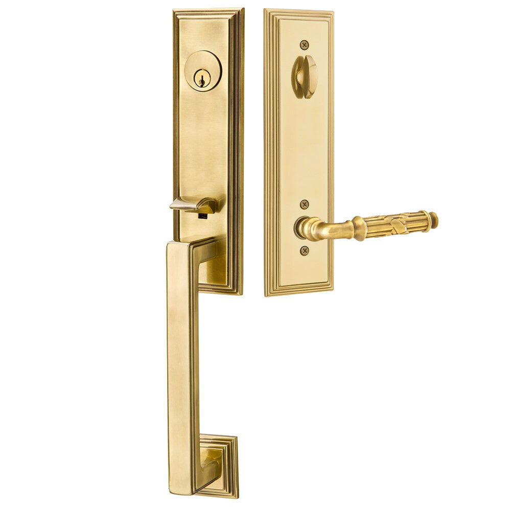 Emtek Wilshire Tubular Entryset Monolithic with Ribbon & Reed Lever