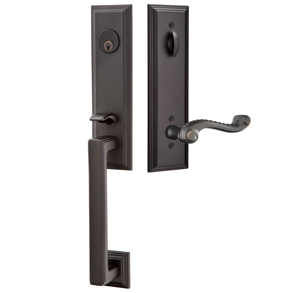 Emtek Wilshire Tubular Entryset Monolithic with Rope Lever