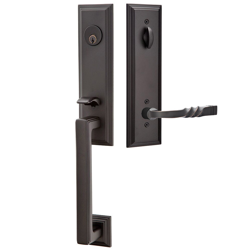 Emtek Wilshire Tubular Entryset Monolithic with Santa Fe Lever