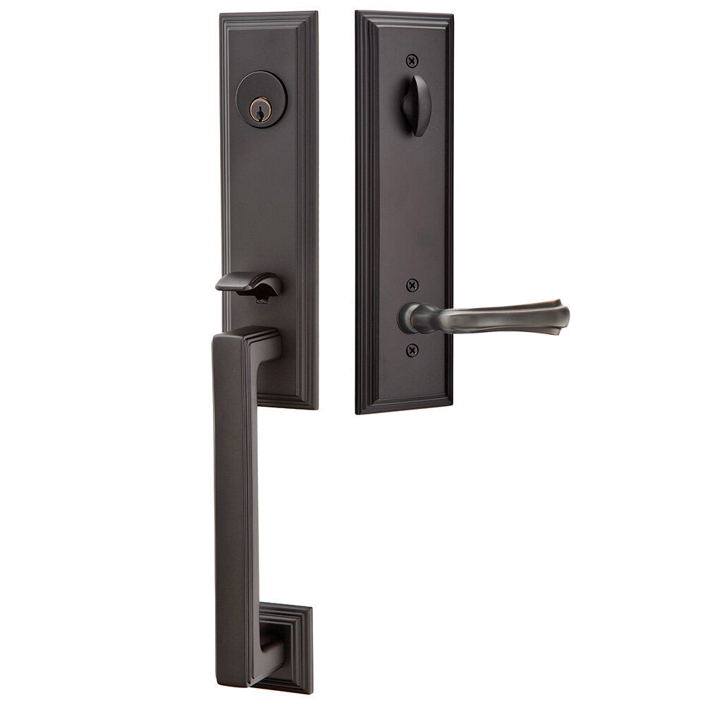 Emtek Wilshire Tubular Entryset Monolithic with Wembley Lever