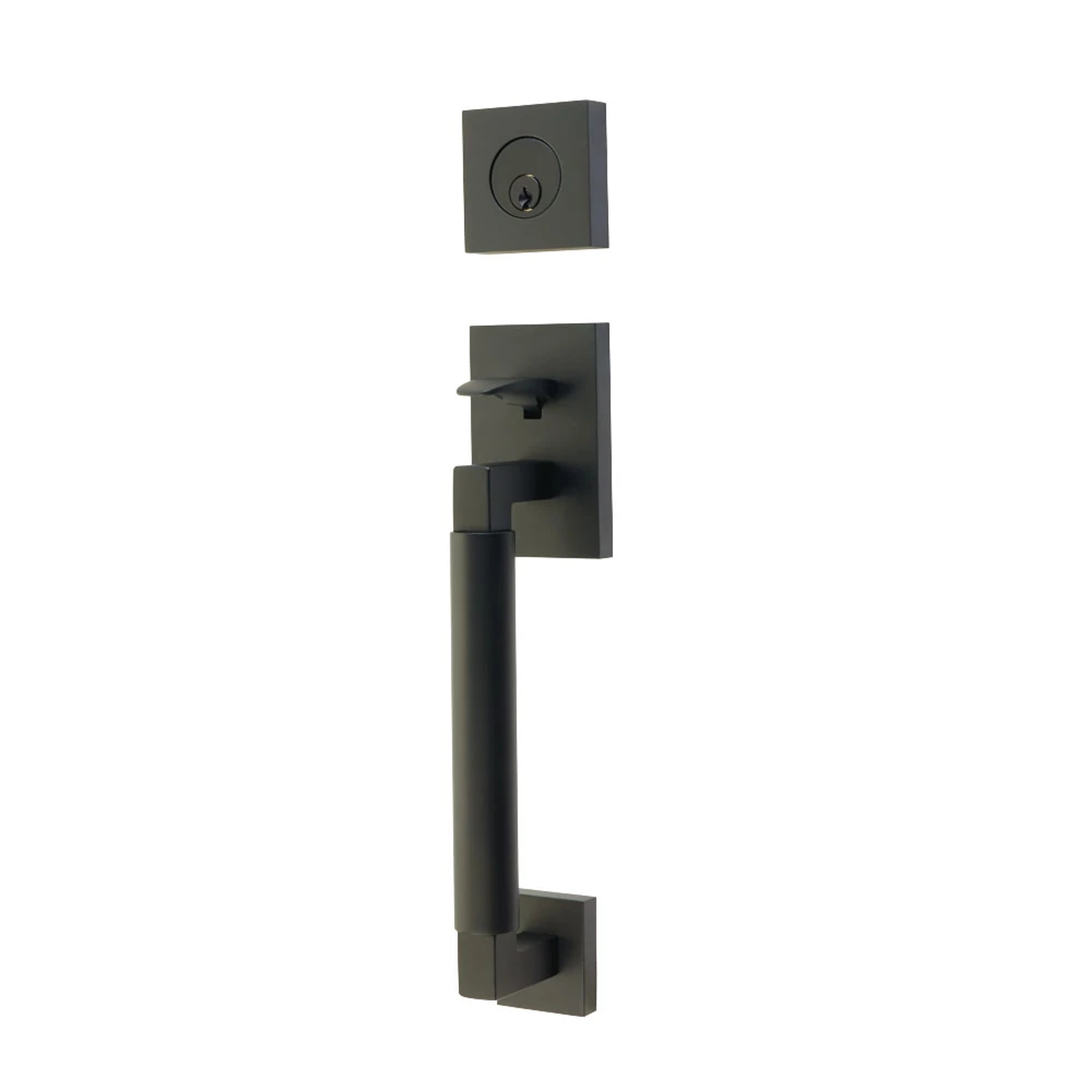 Emtek Hercules Smooth Tubular Entry Set Sectional with Basel Lever