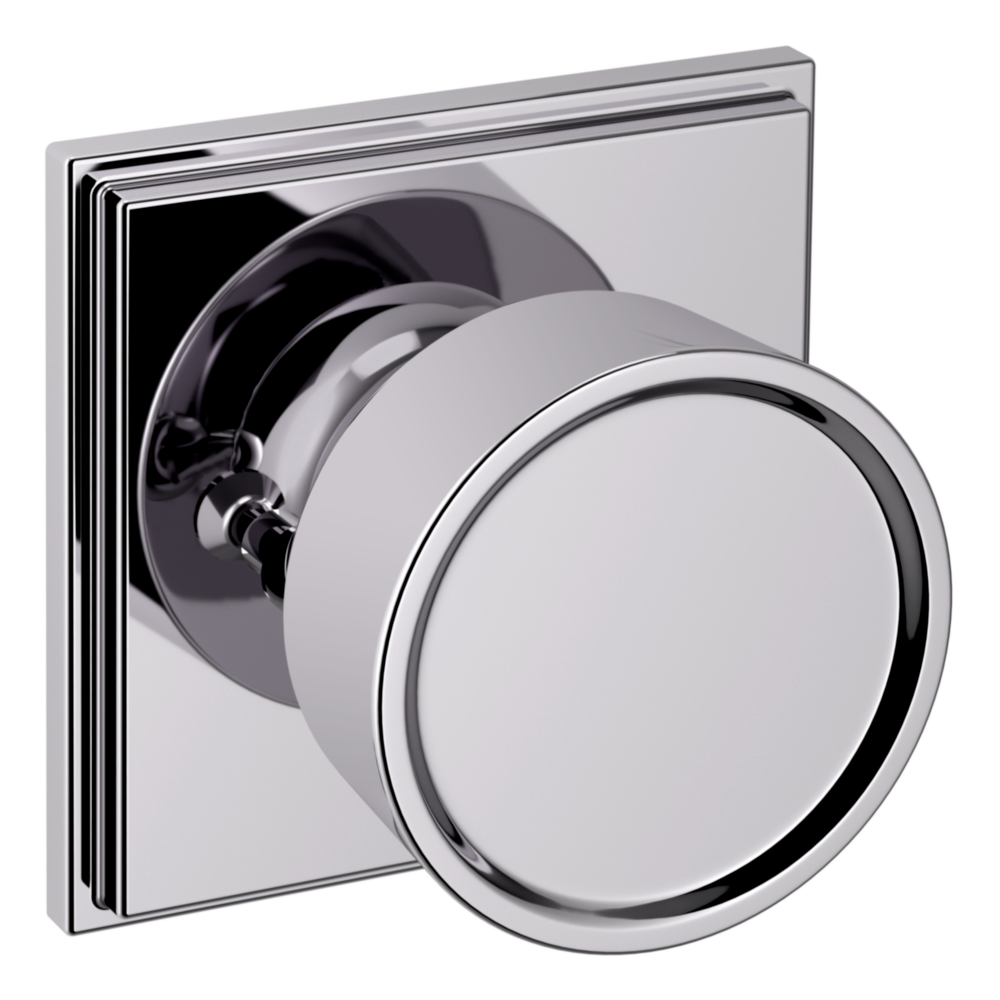 Baldwin K007 Hollywood Hills Knob Set with R050 Rose Polished Chrome / Privacy / Reversible