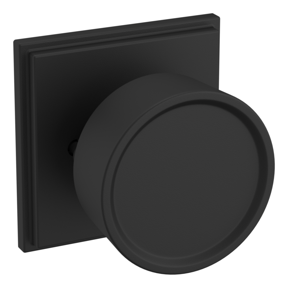 Baldwin K008 Hollywood Hills Knob Set with R050 Rose Satin Black / Privacy / Reversible