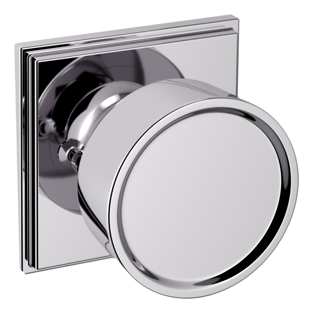 Baldwin K008 Hollywood Hills Knob Set with R050 Rose Polished Chrome / Privacy / Reversible