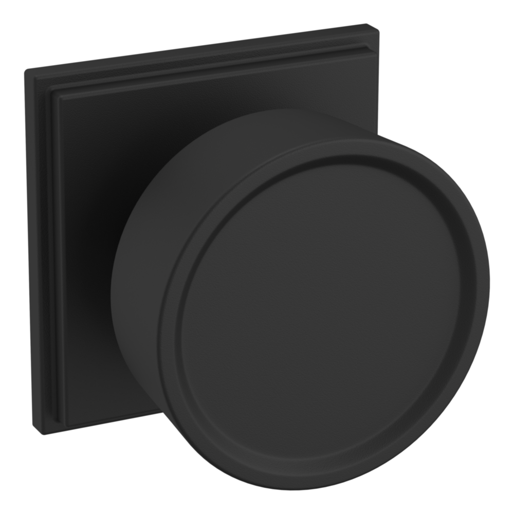 Baldwin K009 Hollywood Hills Knob Set with R050 Rose Satin Black / Privacy / Reversible
