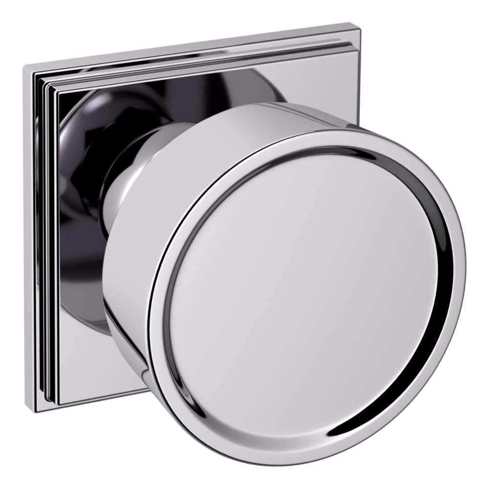 Baldwin K009 Hollywood Hills Knob Set with R050 Rose Polished Chrome / Full Dummy / Reversible